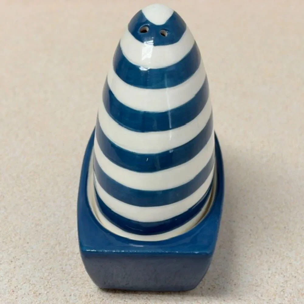 Kirkland’s Home Sailboat Salt Pepper Shaker Set Blue White Ceramic Coastal